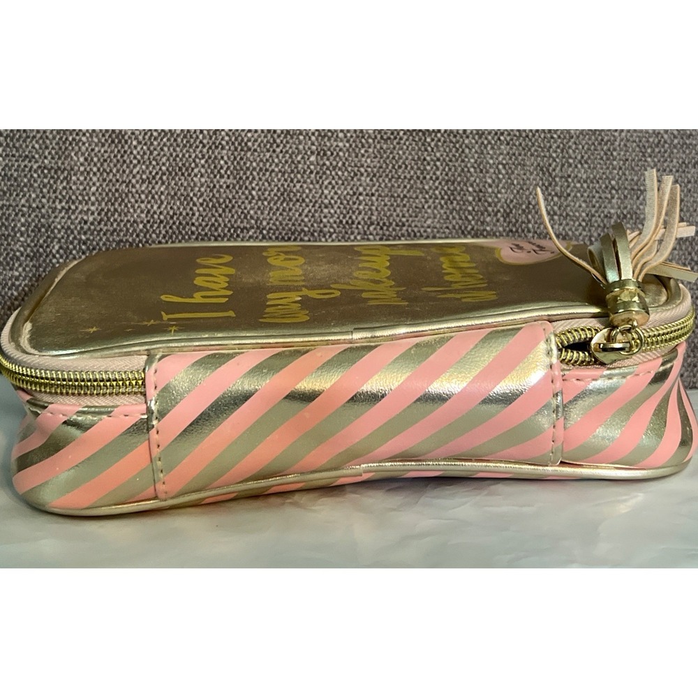 Too Faced Makeup Cosmetic Travel Bag "I Have Way More Makeup at Home" Gold Pink - Picture 6 of 10